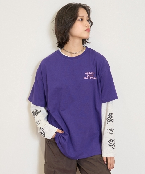 LOVETOXIC(ラブトキシック)の「【LTXC/速乾】ルーズTシャツレイヤードセット(アンサンブル・キッズ・ブラック/オフホワイト/パープル・130cm/S:140cm/M:150cm/L:160cm)」の8枚目の写真