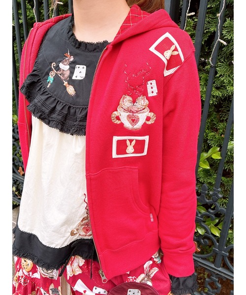 【リボンししゅう】ピンクハウス　ジップパーカー トラベリングバニー 刺繍 リボンししゅう様専用】ピンクハウス ジップパーカー トラベリング