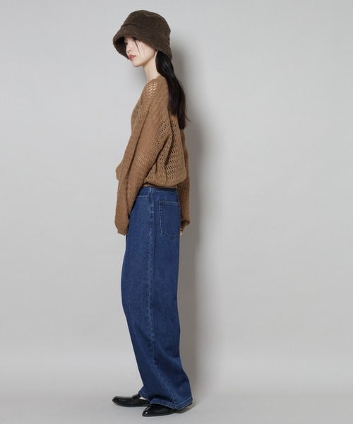 NANO universe（ナノユニバース）の「ドロストワイドデニムパンツ（デニムパンツ・レディース・ネイビー/ダークネイビー/ライトブルー・FREE）」の9枚目の写真