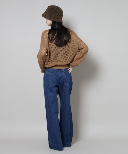 NANO universe（ナノユニバース）の「ドロストワイドデニムパンツ（デニムパンツ・レディース・ネイビー/ダークネイビー/ライトブルー・FREE）」の10枚目の写真