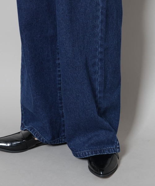 NANO universe（ナノユニバース）の「ドロストワイドデニムパンツ（デニムパンツ・レディース・ネイビー/ダークネイビー/ライトブルー・FREE）」の19枚目の写真