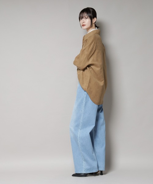 NANO universe（ナノユニバース）の「ドロストワイドデニムパンツ（デニムパンツ・レディース・ネイビー/ダークネイビー/ライトブルー・FREE）」の21枚目の写真