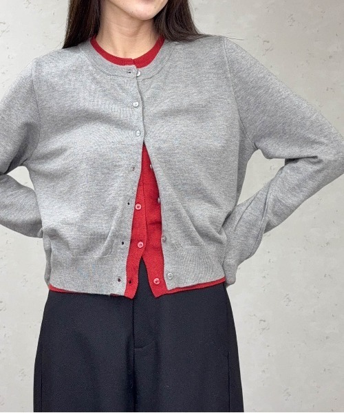 Per sist ence（パーシエンス）の「レイヤード配色ニットカーディガン（カーディガン/ボレロ・レディース・ブラウン/グレー/チャコールグレー/ブラック/アイボリー・ONE SIZE）」の4枚目の写真