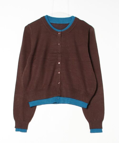 Per sist ence（パーシエンス）の「レイヤード配色ニットカーディガン（カーディガン/ボレロ・レディース・ブラウン/グレー/チャコールグレー/ブラック/アイボリー・ONE SIZE）」の11枚目の写真