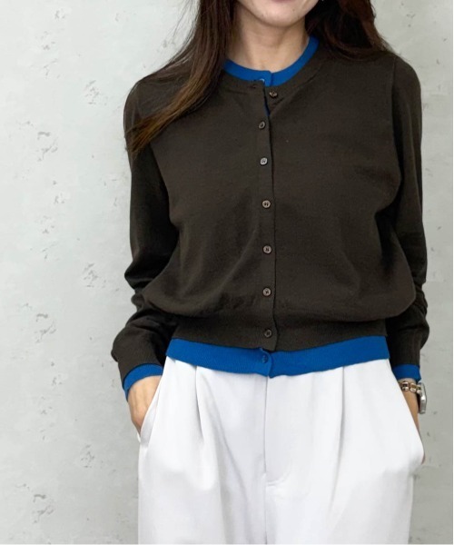 Per sist ence（パーシエンス）の「レイヤード配色ニットカーディガン（カーディガン/ボレロ・レディース・ブラウン/グレー/チャコールグレー/ブラック/アイボリー・ONE SIZE）」の8枚目の写真