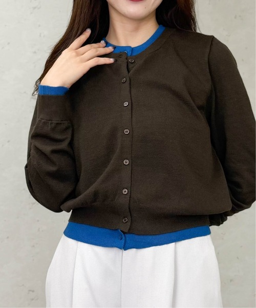 Per sist ence（パーシエンス）の「レイヤード配色ニットカーディガン（カーディガン/ボレロ・レディース・ブラウン/グレー/チャコールグレー/ブラック/アイボリー・ONE SIZE）」の9枚目の写真