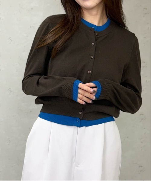 Per sist ence（パーシエンス）の「レイヤード配色ニットカーディガン（カーディガン/ボレロ・レディース・ブラウン/グレー/チャコールグレー/ブラック/アイボリー・ONE SIZE）」の20枚目の写真