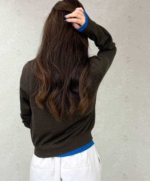 Per sist ence（パーシエンス）の「レイヤード配色ニットカーディガン（カーディガン/ボレロ・レディース・ブラウン/グレー/チャコールグレー/ブラック/アイボリー・ONE SIZE）」の12枚目の写真