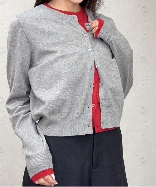 Per sist ence（パーシエンス）の「レイヤード配色ニットカーディガン（カーディガン/ボレロ・レディース・ブラウン/グレー/チャコールグレー/ブラック/アイボリー・ONE SIZE）」の22枚目の写真