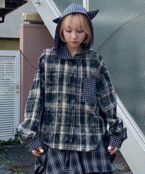 Candy Stripper（キャンディストリッパー）の「DEVIL CHECK シャツ（シャツ/ブラウス・レディース・ブラック/ブラウン/レッド・FREE）」の2枚目の写真