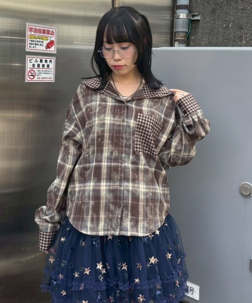 Candy Stripper（キャンディストリッパー）の「DEVIL CHECK シャツ（シャツ/ブラウス・レディース・ブラック/ブラウン/レッド・FREE）」の13枚目の写真