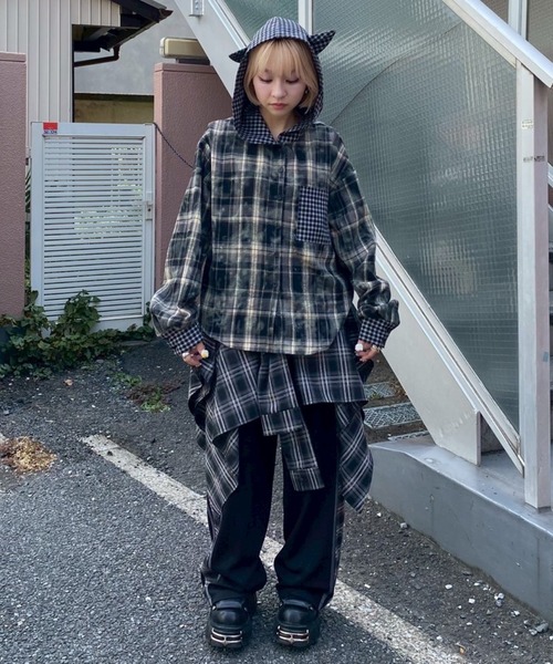 Candy Stripper（キャンディストリッパー）の「DEVIL CHECK シャツ（シャツ/ブラウス・レディース・ブラック/ブラウン/レッド・FREE）」の9枚目の写真