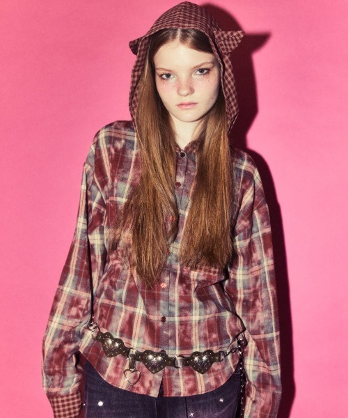 Candy Stripper（キャンディストリッパー）の「DEVIL CHECK シャツ（シャツ/ブラウス・レディース・ブラック/ブラウン/レッド・FREE）」の4枚目の写真