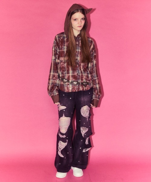 Candy Stripper（キャンディストリッパー）の「DEVIL CHECK シャツ（シャツ/ブラウス・レディース・ブラック/ブラウン/レッド・FREE）」の7枚目の写真