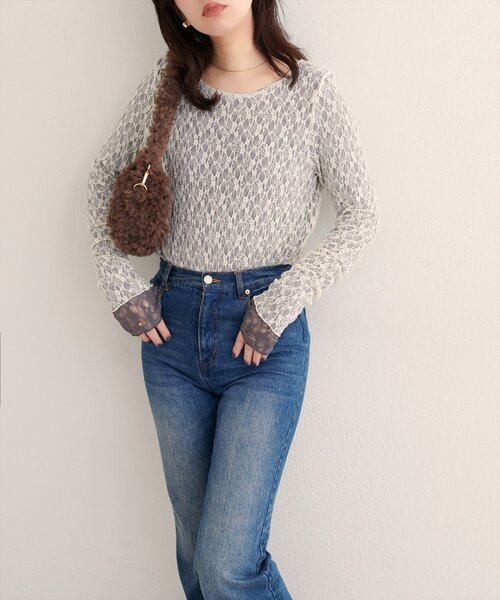 natural couture（ナチュラルクチュール）の「リバーシブルレーストップス（Tシャツ/カットソー・レディース・ブラウン/ピンク系その他/チャコールグレー/ピンク/ラベンダー/ネイビー/アイボリー・FREE）」の11枚目の写真