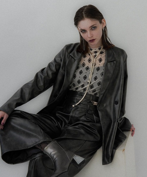 HARE 合皮レザージャケット グレー HARE 合皮レザージャケット グレー SET UP対応】LUXEレザーブルゾン