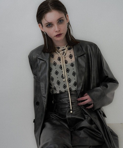 RUMBLE ハラコ レザー テーラードジャケット 茶芯 ブラック 雰囲気◎ セール】ムラカコウフェイクレザージャケット(HARE)（テーラード