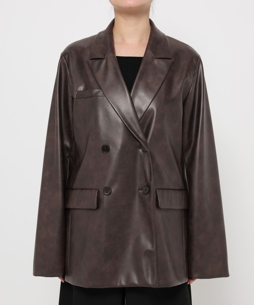 HARE（ハレ）の「ムラカコウフェイクレザージャケット(HARE)（テーラードジャケット・レディース・グレー/ブラウン・FREE）」の8枚目の写真