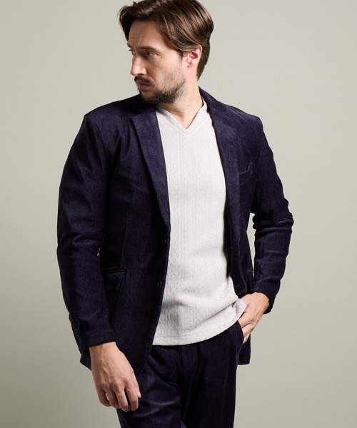 HIDEAWAYS BLACK】ガムストレッチカルゼコールジャケット（テーラード