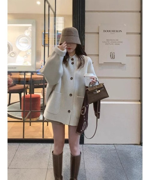 Ritzy(リッツィー)の「フード付き オーバーサイズ コート(その他アウター・レディース・ベージュ/ピンク・M/L)」の1枚目の写真