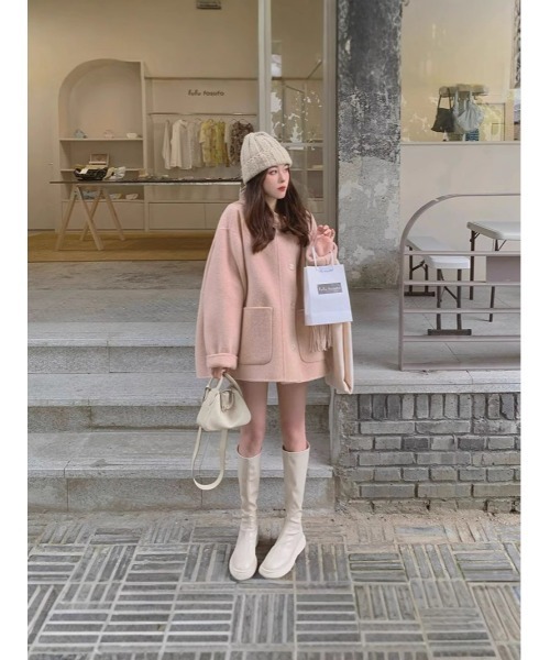 Ritzy(リッツィー)の「フード付き オーバーサイズ コート(その他アウター・レディース・ベージュ/ピンク・M/L)」の2枚目の写真