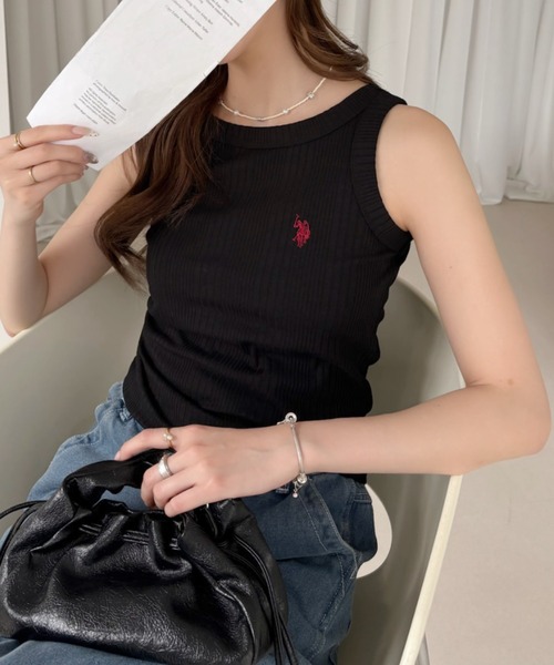 U.S. POLO ASSN.（ユーエスポロアッスン）の「【U.S. POLO ASSN.】リブ タンクトップ（タンクトップ・レディース・ブラック/オフホワイト/ネイビー・L/M）」の20枚目の写真