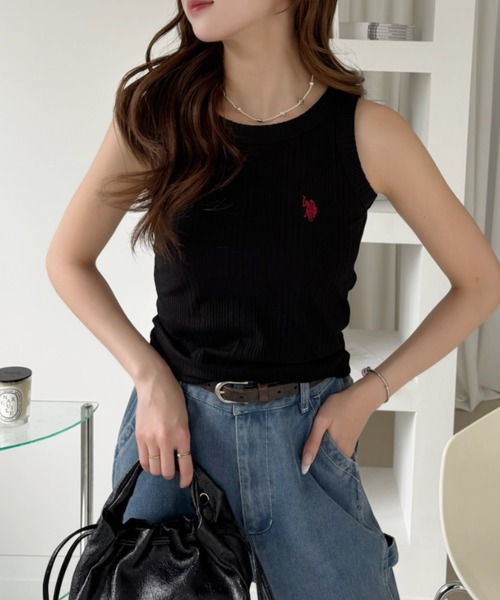 U.S. POLO ASSN.（ユーエスポロアッスン）の「【U.S. POLO ASSN.】リブ タンクトップ（タンクトップ・レディース・ブラック/オフホワイト/ネイビー・L/M）」の22枚目の写真