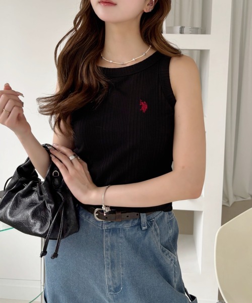 U.S. POLO ASSN.（ユーエスポロアッスン）の「【U.S. POLO ASSN.】リブ タンクトップ（タンクトップ・レディース・ブラック/オフホワイト/ネイビー・L/M）」の9枚目の写真