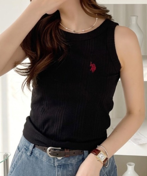 U.S. POLO ASSN.（ユーエスポロアッスン）の「【U.S. POLO ASSN.】リブ タンクトップ（タンクトップ・レディース・ブラック/オフホワイト/ネイビー・L/M）」の18枚目の写真