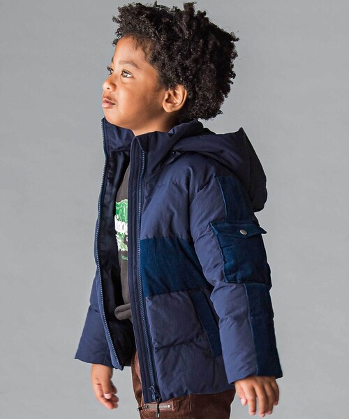 WASK（ワスク）の「袖ライン中綿ジャケット(100~160cm)（ダウンジャケット/コート・キッズ・ネイビー/ブラック・130cm/160cm/140cm/150cm）」の2枚目の写真
