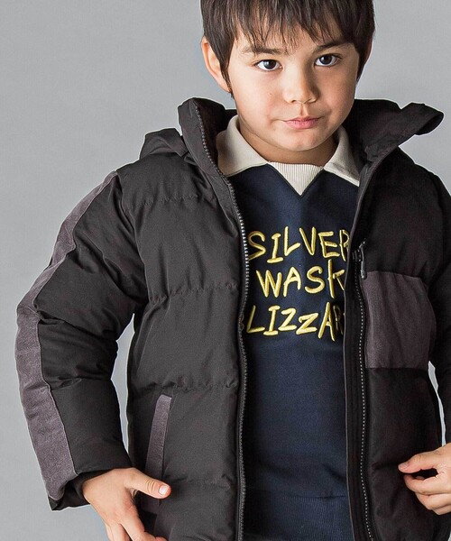WASK（ワスク）の「袖ライン中綿ジャケット(100~160cm)（ダウンジャケット/コート・キッズ・ネイビー/ブラック・130cm/160cm/140cm/150cm）」の4枚目の写真