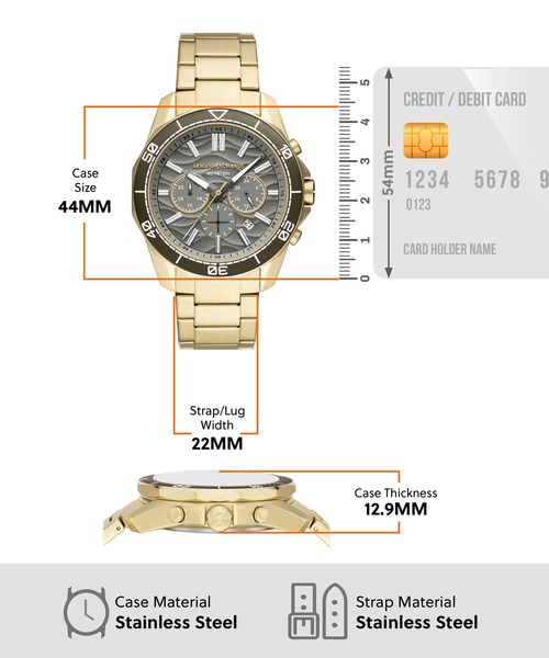 ARMANI EXCHANGE(アルマーニエクスチェンジ)の「アルマーニ・エクスチェンジ 腕時計 メンズ アナログ ステンレス AX1970(アナログ腕時計・メンズ・ゴールド・FREE)」の5枚目の写真