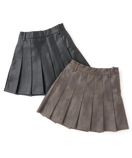 LOVETOXIC（ラブトキシック）の「【LTXC】合皮プリーツスカート（スカート・キッズ・ブラック/ブラウン・L:160cm/130cm/M:150cm/S:140cm）」の5枚目の写真