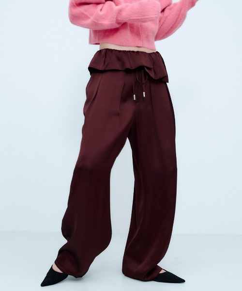 PEPLUM SATIN EASY PANTS / ペプラム サテン イージー パンツ