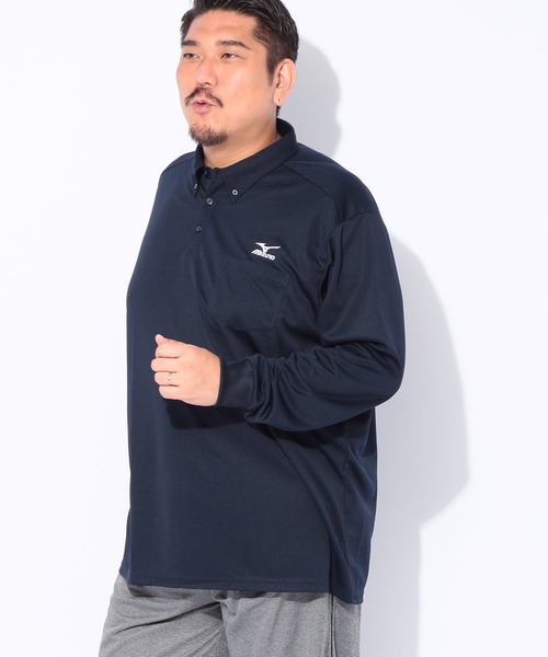 MIZUNO（ミズノ　）の「MIZUNO (ミズノ) Pure Hyper ドライ ワンポケット ロゴ刺繍 長袖 ポロシャツ（ポロシャツ・メンズ・ネイビー/ブラック・3L/4L/5L）」の12枚目の写真