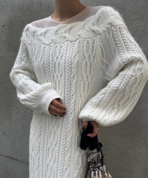 ワンピース sheller mulch boarder knit docking dress ワンピース sheller mulch boarder knit docking dress sheller mulch