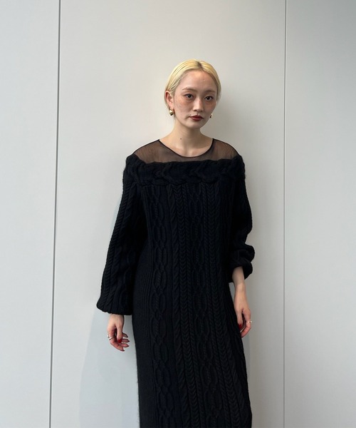 SHEER DOCKING LADY LIKE KNIT DRESS（ワンピース）｜Ameri（アメリ