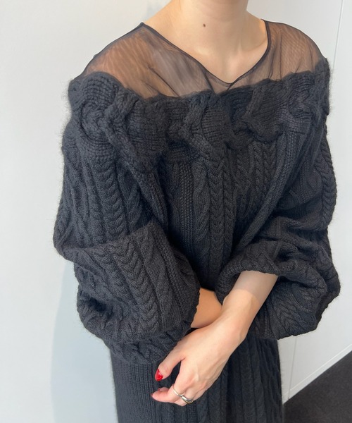 SHEER DOCKING LADY LIKE KNIT DRESS（ワンピース）｜Ameri（アメリ