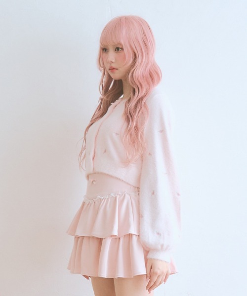 Fiorforte(フィオルフォルテ)の「petit rose cardigan(カーディガン/ボレロ・レディース・ピンク/ホワイト・MEDIUM)」の5枚目の写真