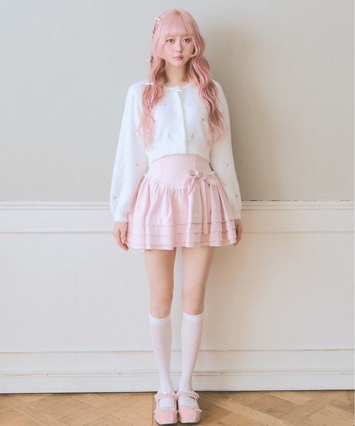 Fiorforte(フィオルフォルテ)の「petit rose cardigan(カーディガン/ボレロ・レディース・ピンク/ホワイト・MEDIUM)」の7枚目の写真