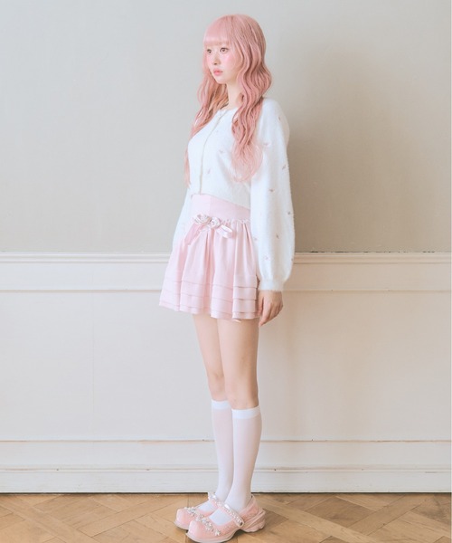 Fiorforte(フィオルフォルテ)の「petit rose cardigan(カーディガン/ボレロ・レディース・ピンク/ホワイト・MEDIUM)」の8枚目の写真