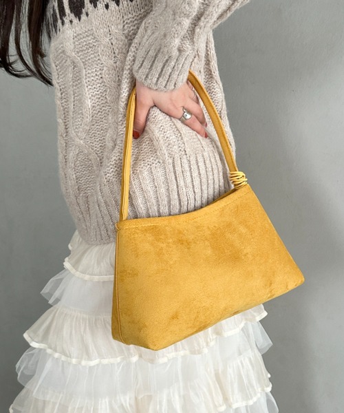 wears(ウェアーズ)の「ポーチ/サングラスホルダー付きスウェード風ワンハンドルバッグ(ハンドバッグ・レディース・キャメル/マスタード/ブラウン/グリーン/ブラック・FREE)」の5枚目の写真