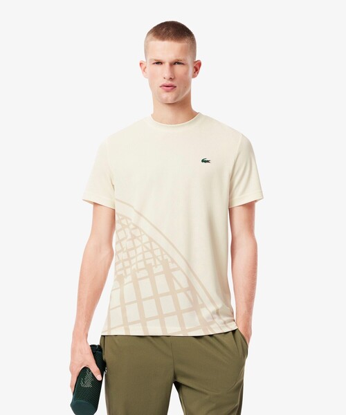 LACOSTE(ラコステ)の「ラケットグラフィックウルトラドライTシャツ(Tシャツ/カットソー・メンズ・オリーブ/オフホワイト・3/4/5)」の1枚目の写真