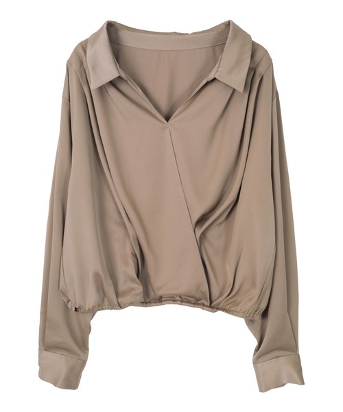 UR'S(ユアーズ)の「サテンカシュクールブラウス(シャツ/ブラウス・レディース・ネイビー/ベージュ・S/L/M)」の17枚目の写真