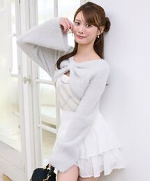 リボンボレロドッキングニット