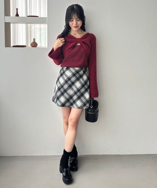 MAJESTIC LEGON（マジェスティックレゴン）の「リボンボレロドッキングニット（ニット/セーター・レディース・ブラック系その他/ホワイト系その他2/ピンク/チャコールグレー/ボルドー/グレー系その他・MEDIUM）」の22枚目の写真