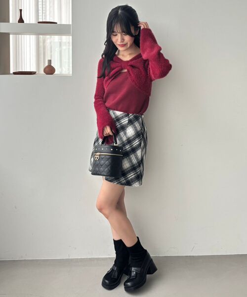 MAJESTIC LEGON（マジェスティックレゴン）の「リボンボレロドッキングニット（ニット/セーター・レディース・ブラック系その他/ホワイト系その他2/ピンク/チャコールグレー/ボルドー/グレー系その他・MEDIUM）」の21枚目の写真