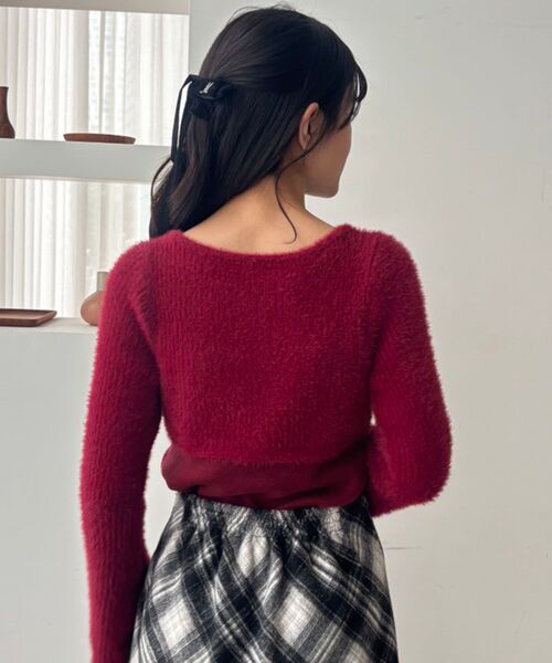 MAJESTIC LEGON（マジェスティックレゴン）の「リボンボレロドッキングニット（ニット/セーター・レディース・ブラック系その他/ホワイト系その他2/ピンク/チャコールグレー/ボルドー/グレー系その他・MEDIUM）」の17枚目の写真