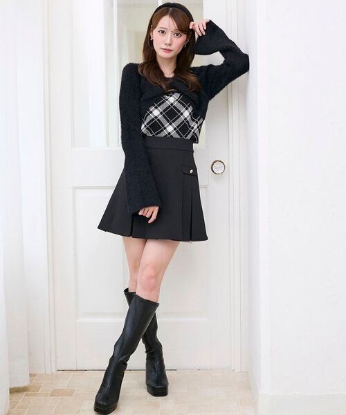 MAJESTIC LEGON（マジェスティックレゴン）の「リボンボレロドッキングニット（ニット/セーター・レディース・ブラック系その他/ホワイト系その他2/ピンク/チャコールグレー/ボルドー/グレー系その他・MEDIUM）」の14枚目の写真