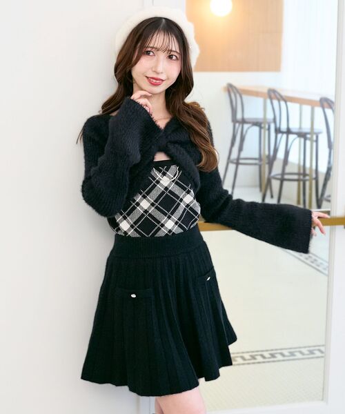 MAJESTIC LEGON（マジェスティックレゴン）の「リボンボレロドッキングニット（ニット/セーター・レディース・ブラック系その他/ホワイト系その他2/ピンク/チャコールグレー/ボルドー/グレー系その他・MEDIUM）」の10枚目の写真